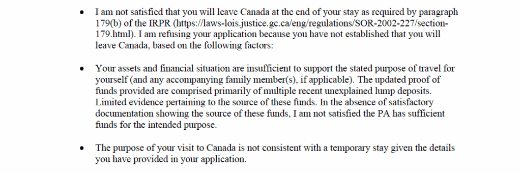 IRCC refusal issued on February 27, 2025 listing concerns about leaving Canada, financial situation, and purpose of visit